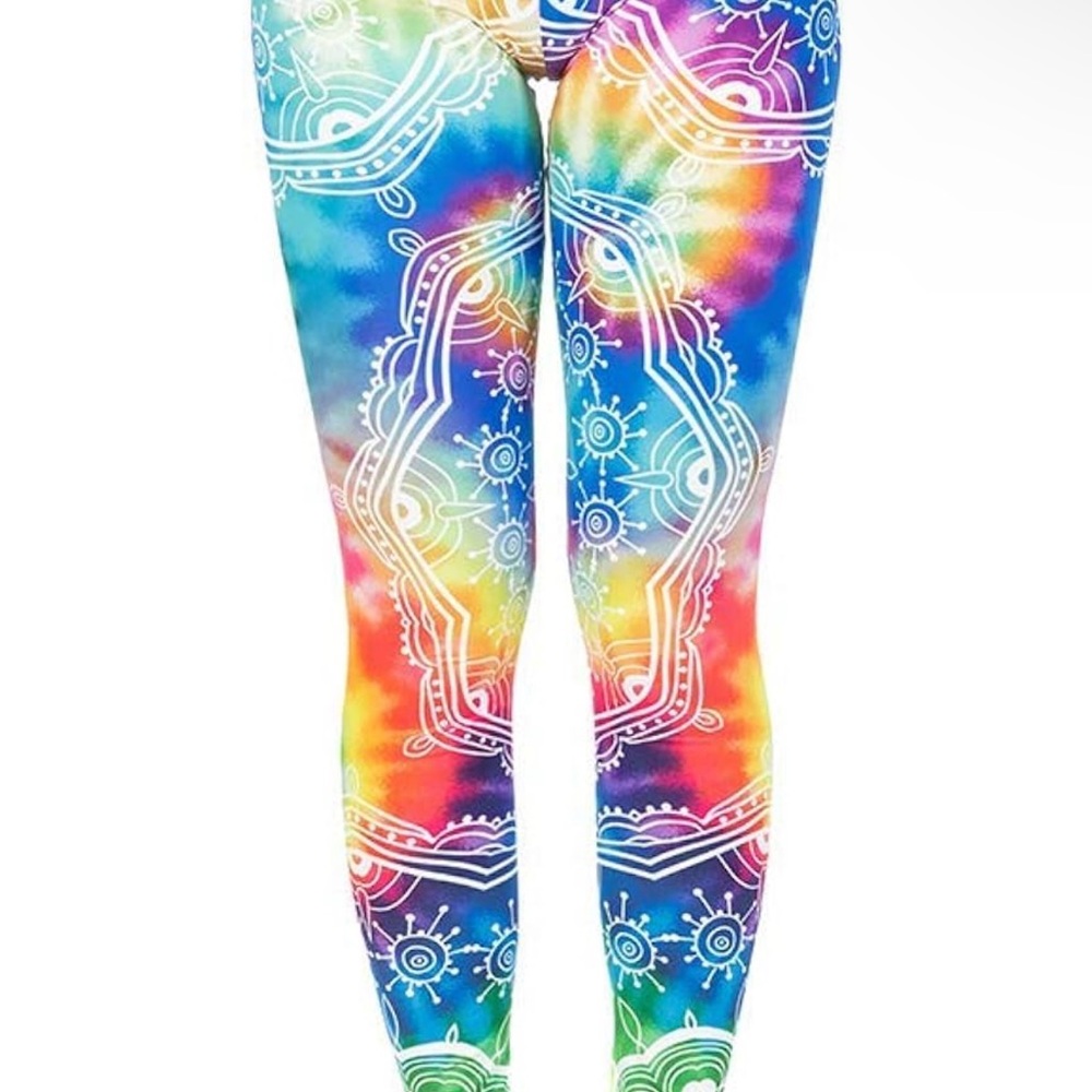 Red and Pink Leggings with Intricate Patterns